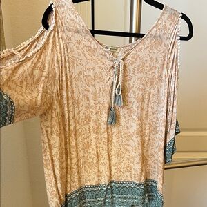 Democracy Floral Blouse - Cream and Blue